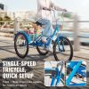 VEVOR Folding Adult Tricycle, 24-Inch Adult Folding Trikes, Carbon Steel 3 Wheel Cruiser Bike with Large Basket & Adjustable Seat